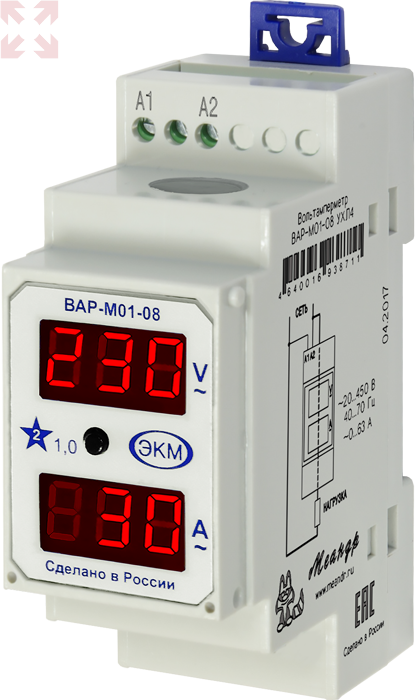 Амперметр/Вольтметр ВАР-М01-083 на DIN рейку —   с .