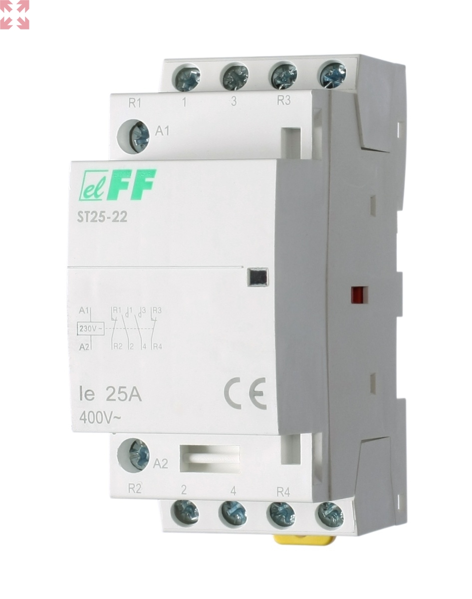 картинка Модульный контактор ST25-22 25А, 2н.о.+2н.з. контакт, управление 230V AC от магазина 100ампер