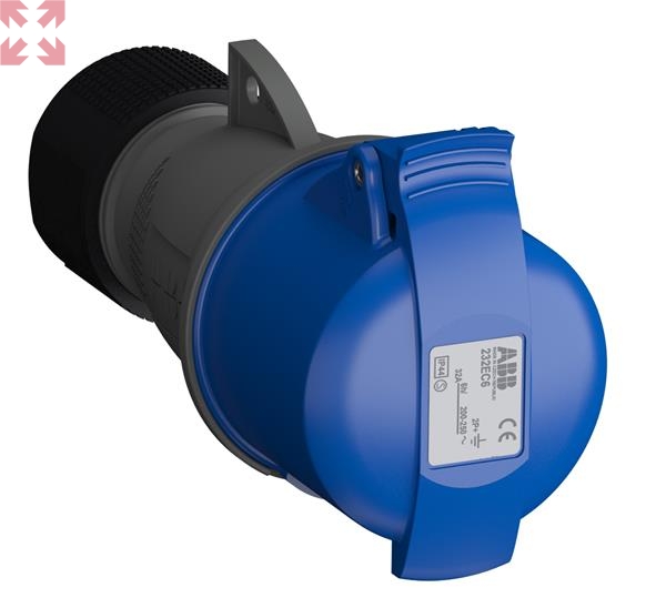 картинка ABB Easy&Safe Розетка кабельная 232EC6,32А,2P+E,IP44,6ч  от магазина 100ампер