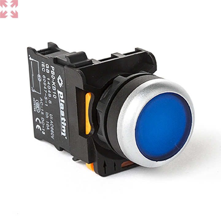 картинка Plastim, Кнопка управления, без подсветки, 1NO (Синий), PB0-AA61 от магазина 100ампер
