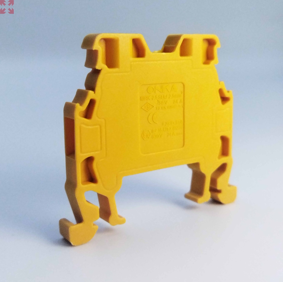 картинка Клемма винтовая MRK 2,5 на DIN-рейку 2,5мм.кв. (желтый) (1018) от магазина 100ампер