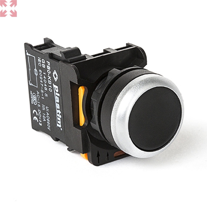 картинка Plastim, Кнопка управления, без подсветки, 1NO (Черный), PB0-AA21 от магазина 100ампер