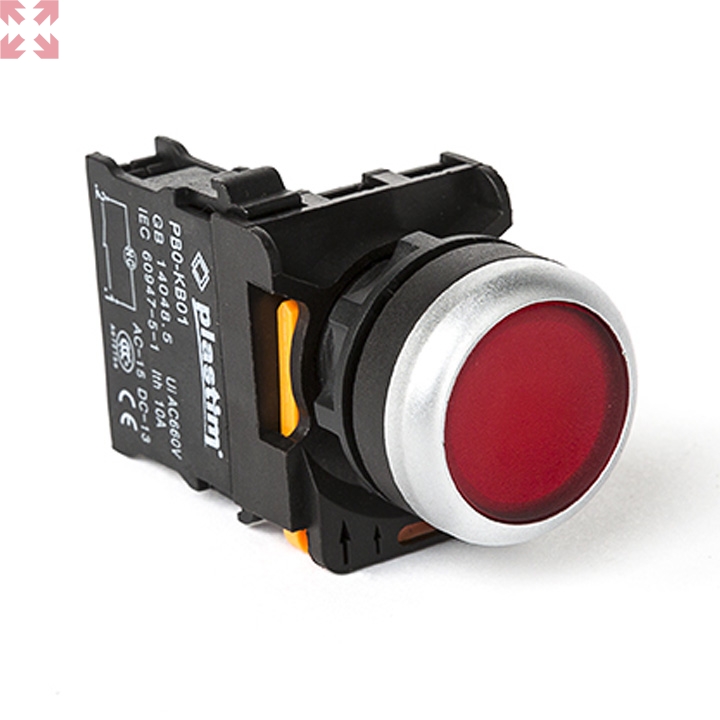 картинка Plastim, Кнопка управления, без подсветки, 1NC (Красный), PB0-AA42 от магазина 100ампер