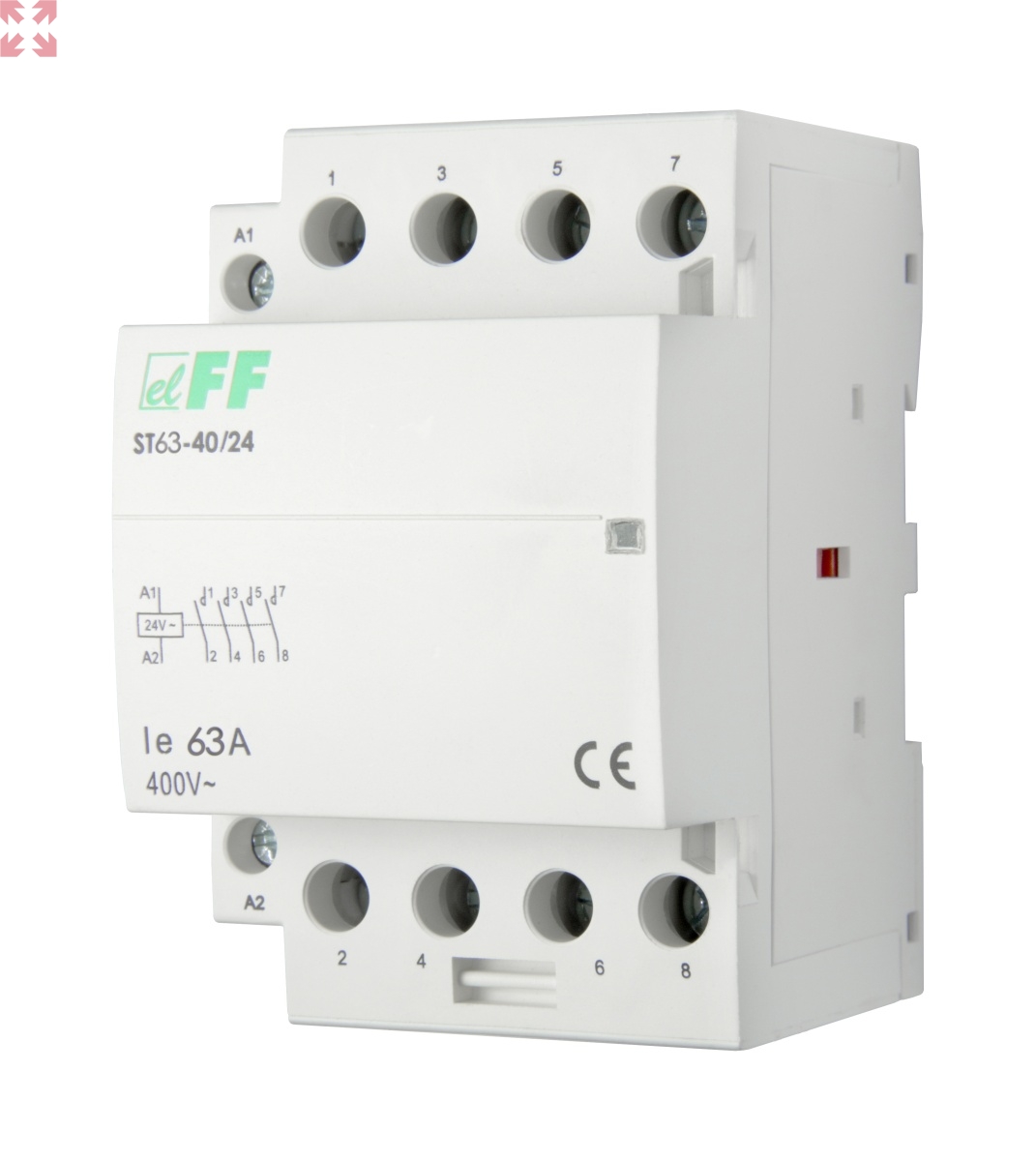 картинка Модульный контактор ST63-40/24, 63А, 4н.о. контакт, управление 24V AC от магазина 100ампер