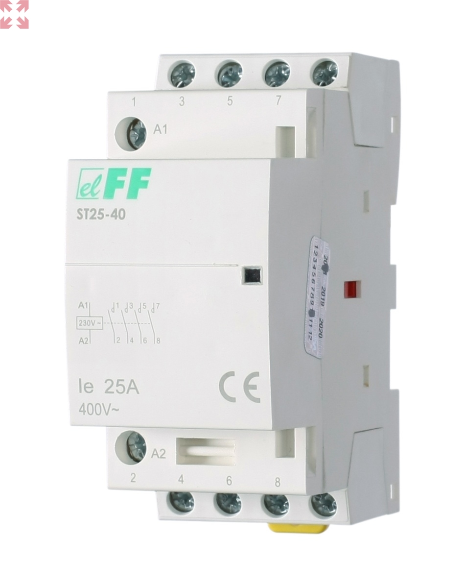 картинка Модульный контактор ST25-40/24 25А, 4 н.о. контакт, управление 24V AC от магазина 100ампер
