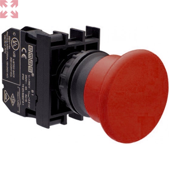 картинка Кнопка "Грибок" B100MK красная без фиксации (1НО) от магазина 100ампер