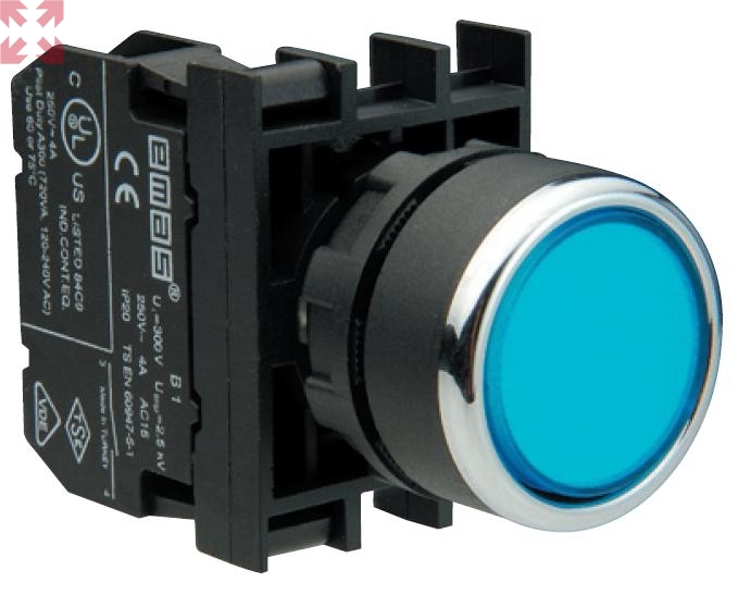 картинка Кнопка нажимная B100DM без фиксации, синяя (1НО) от магазина 100ампер