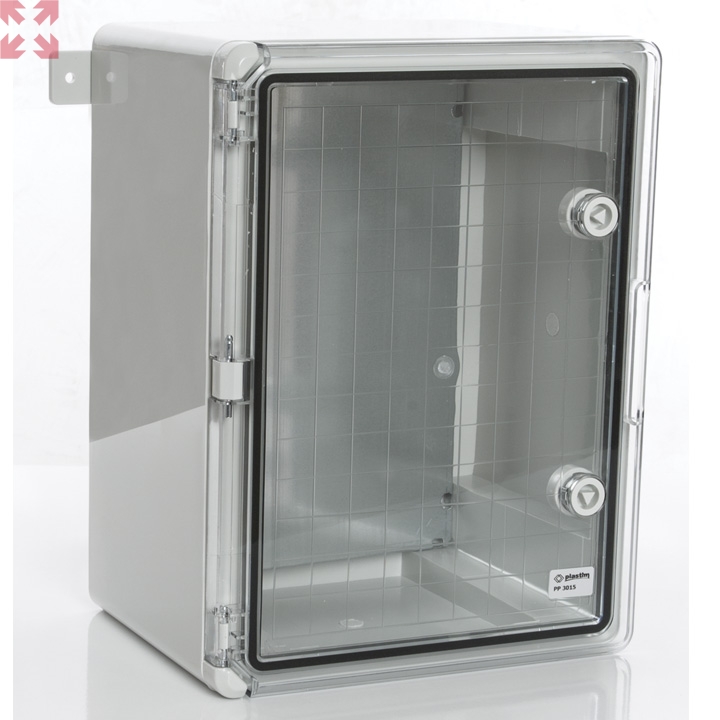 картинка Пластиковый шкаф с монт. панелью, IP65. УХЛ1., 300х400х220, прозрачная дверца от магазина 100ампер