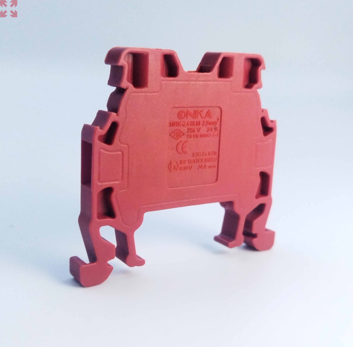 картинка Клемма винтовая MRK 1,5 на DIN-рейку 1,5мм.кв. (красный) (1007) от магазина 100ампер