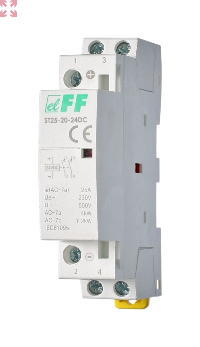 картинка Модульный контактор ST25-20/24DC, 25А, 2н.о. контакт, управление 24V DC от магазина 100ампер