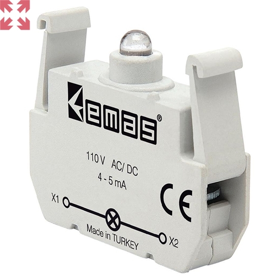 картинка Блок-контакт CB5 для кнопки серии CP с белым светодиодом (12-30V AC/DC) от магазина 100ампер