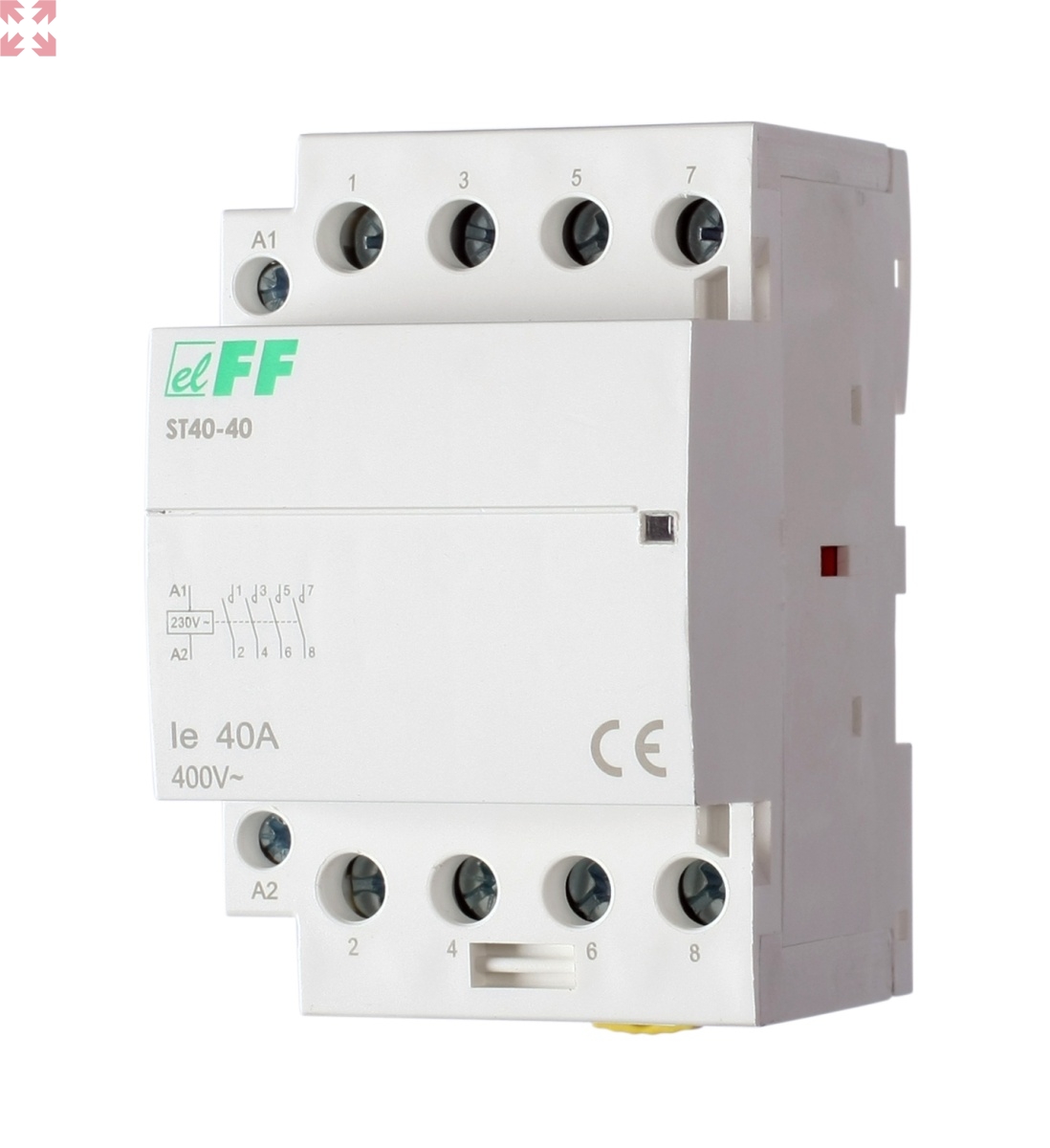картинка Модульный контактор ST40-40, 40A, 4н.о. контакт, управление 230V АС от магазина 100ампер