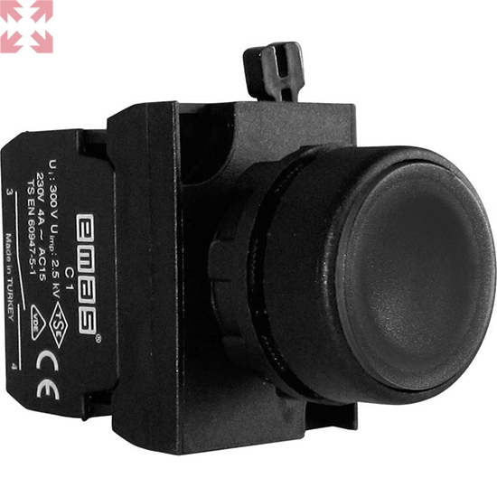 картинка Кнопка нажимная CP100DH без фиксации черная (1НО) от магазина 100ампер