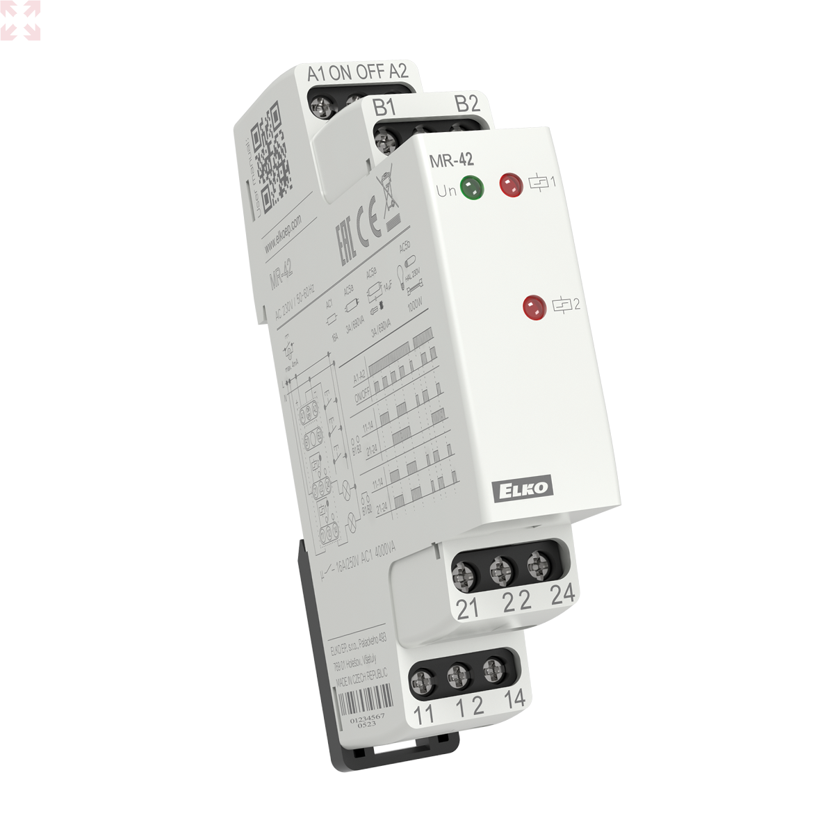 картинка Импульсное реле MR-42/230. Сохраняет в памяти свое состояние после выпадения питания.Возможность подключения как шаговое реле. Индикация состояния. от магазина 100ампер