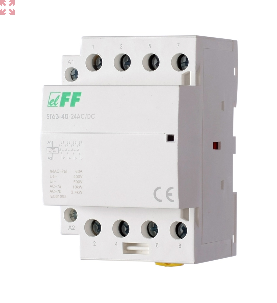 картинка Модульный контактор ST63-40/24 AC/DC, 63А, 4н.о. контакт, управление 24V AC/DC от магазина 100ампер