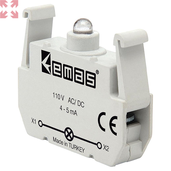 картинка Блок-контакт BB для кнопки серии B с белым светодиодом (100-230V AC) от магазина 100ампер