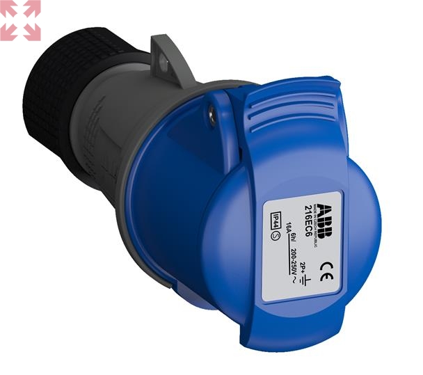 картинка ABB Easy&Safe Розетка кабельная 216EC6,16А,2P+E,IP44,6ч  от магазина 100ампер