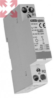 картинка VS220-02 Модульный контактор 20А, 2н.з. контакт, управление 230V AC/DC от магазина 100ампер