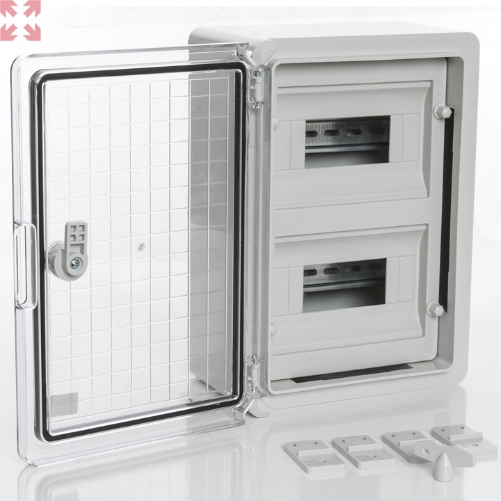 картинка Модульный пластиковый шкаф, IP65, УХЛ1., 250х350х150 на 18 модулей (9х2) Прз. Двр. от магазина 100ампер