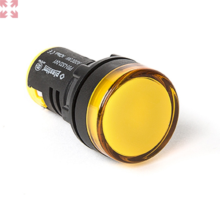 картинка Plastim, Светодиодная сигнальная лампа, влагозащищенная, 230VAC, Желтая, PB0-LS22-220 Y от магазина 100ампер