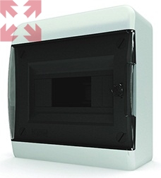 картинка Щит навесной TEKFOR 8 модулей серия В IP41, прозрачная черная дверца от магазина 100ампер