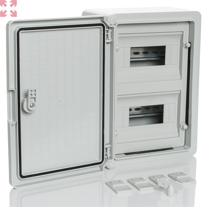 картинка Модульный пластиковый шкаф, IP65, УХЛ1., 250х350х150 на 18 модулей (9х2) Непр. Двр. от магазина 100ампер
