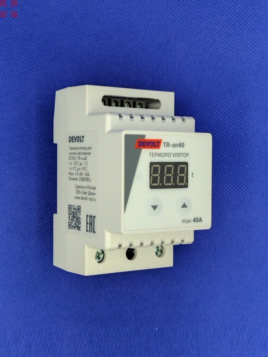 картинка Терморегулятор на DIN-рейку Devolt TR-sn40, 40A от магазина 100ампер