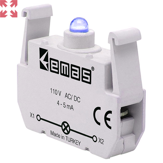 картинка Блок-контакт CBM для кнопки серии CP с синим светодиодом (100-230V AC)  от магазина 100ампер