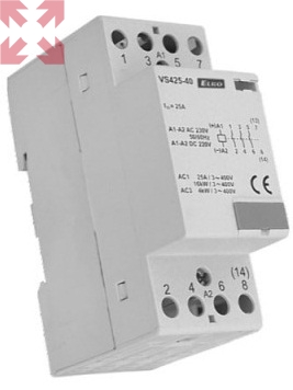 картинка VS425-22 Модульный контактор 25А, 2н.о.+2н.з. контакт, управление 24VAC/DC от магазина 100ампер