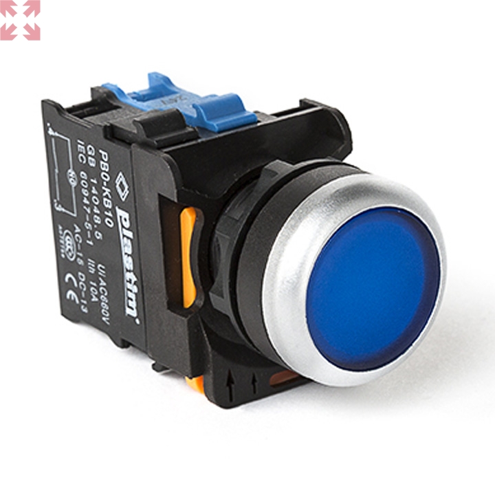 картинка Plastim, Кнопка управления с подсветкой, 1NO, AC/DC 24 В.(Синий), PB0-AW36B5 от магазина 100ампер