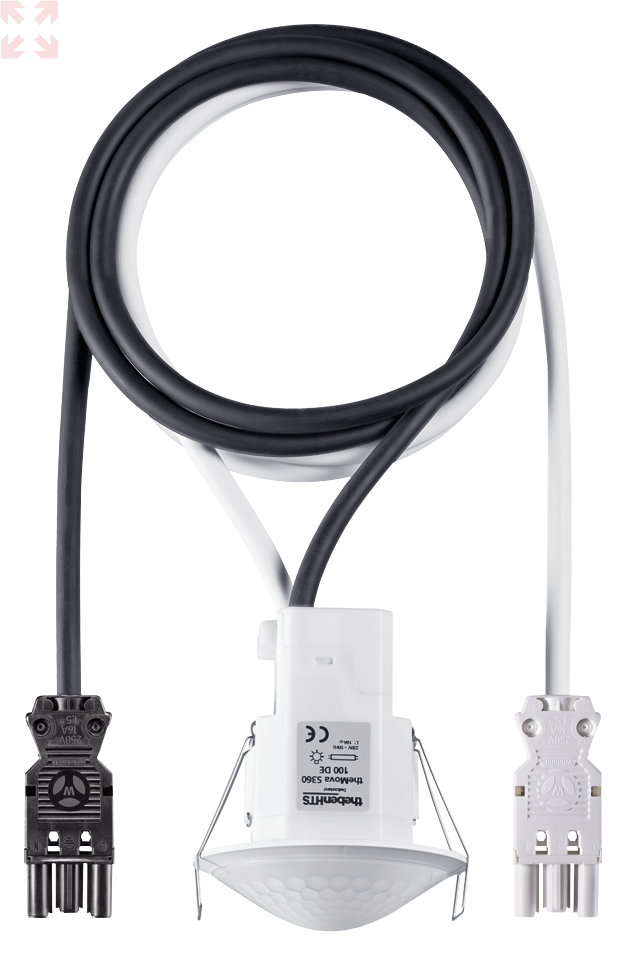 картинка Датчик движения theMova S360-100 WH GST, врезной монтаж (белый), c кабелем 1,5м, разъем Wieland GSTi18, IP54, 1 канал, радиус 360° от магазина 100ампер