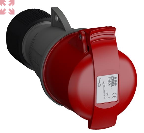 картинка ABB Easy&Safe Розетка кабельная 316EC6,16А,3P+E,IP44,6ч  от магазина 100ампер