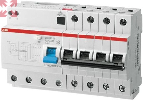 картинка Дифференциальный автомат DS204, 4 полюса, 63А/30мА. от магазина 100ампер
