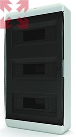 картинка Щит навесной TEKFOR 36 модулей серия В IP41, прозрачная черная дверца от магазина 100ампер