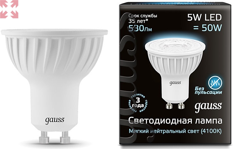 картинка Лампа Gauss MR16 GU10, 5W, 4100K (холодный) от магазина 100ампер