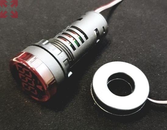 картинка Сигнальная лампа со встроенным амперметром 1 - 100А, D22, питание 230V AC, трансформатор тока в комплекте, красная от магазина 100ампер