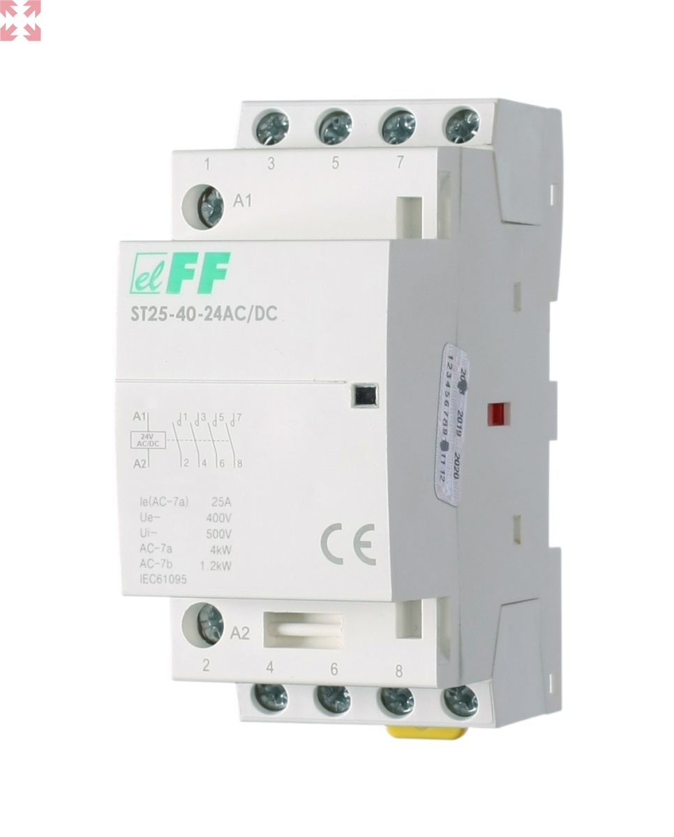картинка Модульный контактор ST25-40/24 AC/DC 25А, 4 н.о. контакт, управление 24V AC/DC от магазина 100ампер