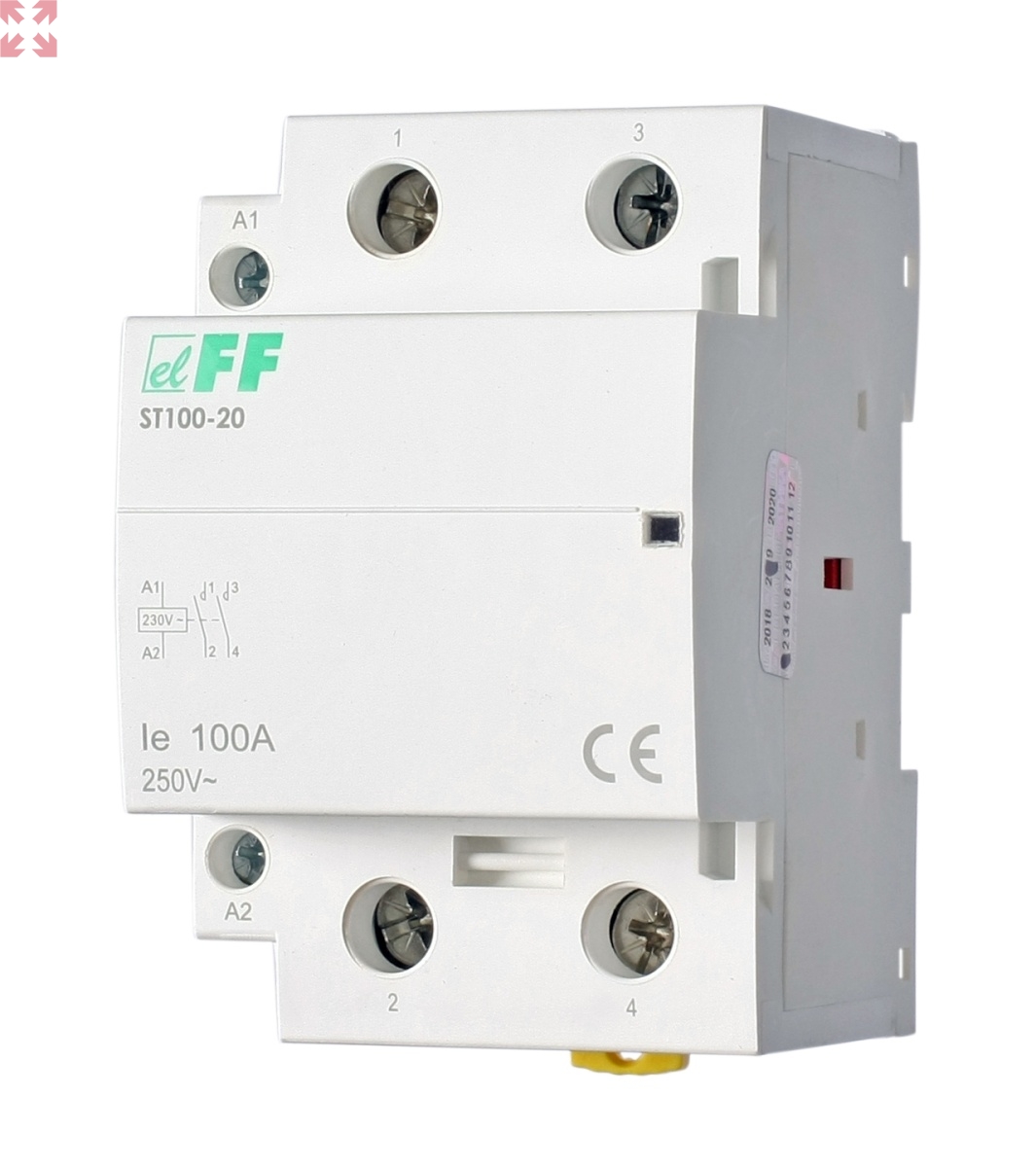 картинка Модульный контактор ST100-20, 100А, 2н.о. контакт, управление 230V AC от магазина 100ампер