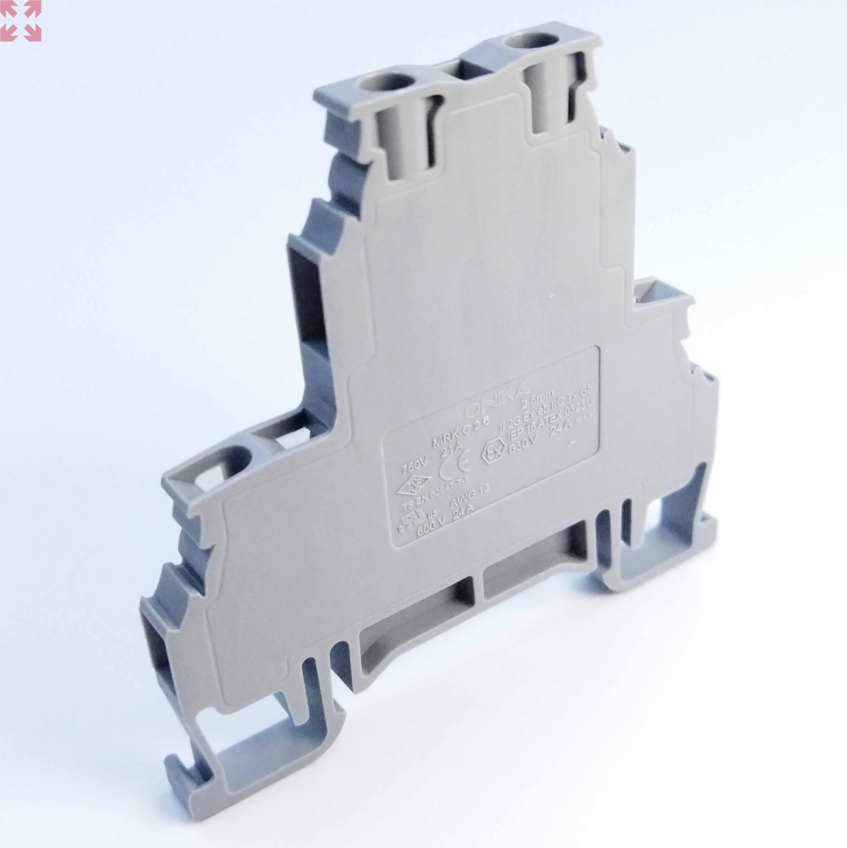картинка Клеммник, MRK 2,5C, 2-х ярусный, 2,5мм.кв. (серый) (1612) от магазина 100ампер