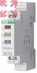 картинка Сигнализация наличия трех фаз LK-713 YGR монтаж на DIN-рейке, трехцветный от магазина 100ампер