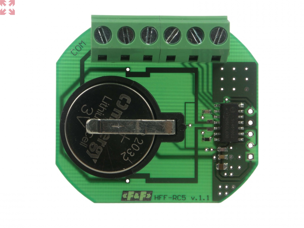 картинка Передатчик 5-и клавишный FW-RC5, питание от аккумулятора, установка в монтажную коробку Ø60мм от магазина 100ампер