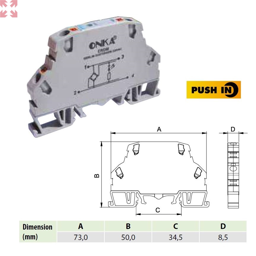картинка Клеммник пружинный быстрозажимной (Push in) защиты от обратных токов 2,5мм.кв.600ERDM;(серый)(1050026) от магазина 100ампер