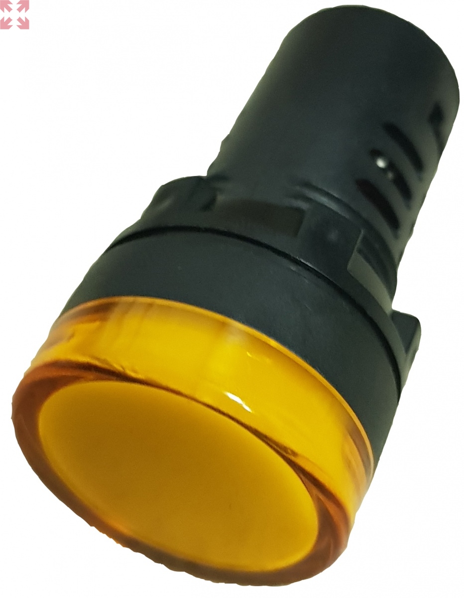 картинка Сигнальная лампа AD16-22DS (LED), d22, 24V AC/DC, желтый от магазина 100ампер