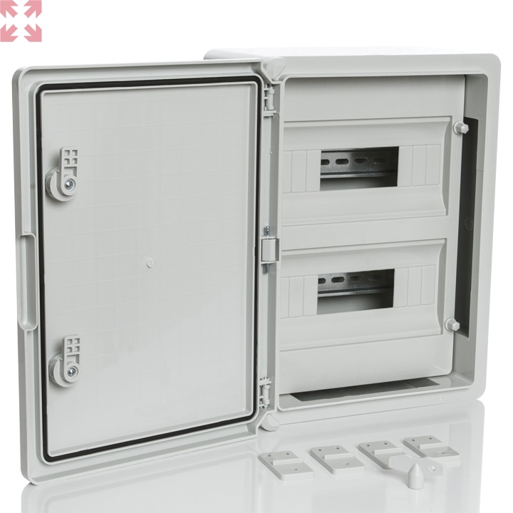 картинка Модульный пластиковый шкаф, IP65, УХЛ1., 300х400х170 на 24 модулей (12х2) Непр. Двр. от магазина 100ампер